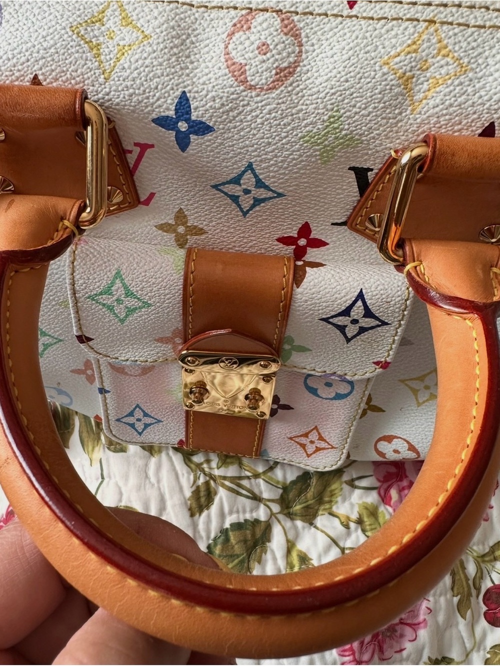 Louis Vuitton White Multicolor Murakami Monogram  with Tan Trim, Authentic LV. - Picture 5 of 12
